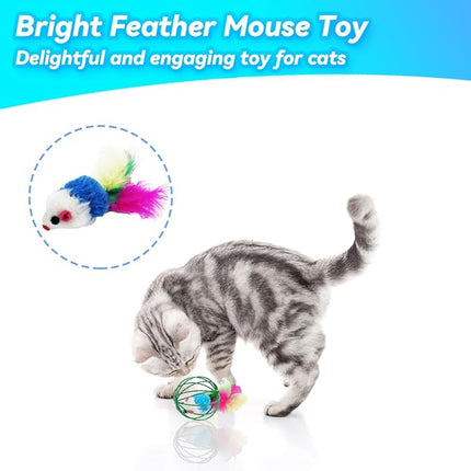 Cat Toys 6 Packs Cat Ball Toys, Metal Cage Balls with Mice & Bells, Cat Toys for Indoor Cats and Kitten, Interactive Cat Toys Cat Bell Balls, Mouse Toys, Kitten Toys Promote Physical Exercise