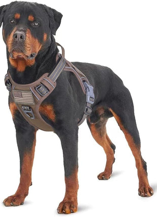 BUMBIN Tactical Dog Harness for Medium Dogs No Pull, Famous TIK Tok No Pull Dog Harness, Fit Smart Reflective Pet Walking Harness for Training, Adjustable Dog Vest Harness with Handle Brown M
