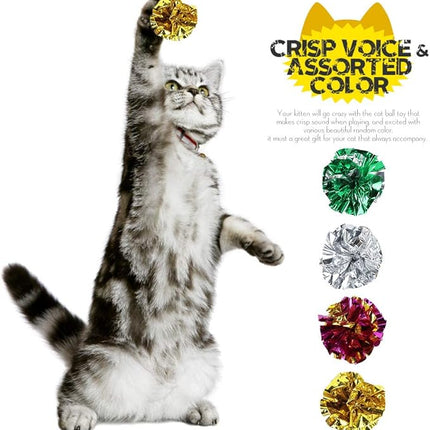 HNYYZL 25 Pack Crinkle Balls Cat Toys - Original Mylar Crinkle Balls Cat Toys（Random Color）