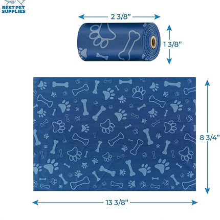 Best Pet Supplies Dog Poop Bag Holder Leash Attachment with 30 Bags, Reusable Dispenser for Travel, Walking, Park, and Outdoor Use, Durable with Clip-On - Royal Blue, Pack of 2