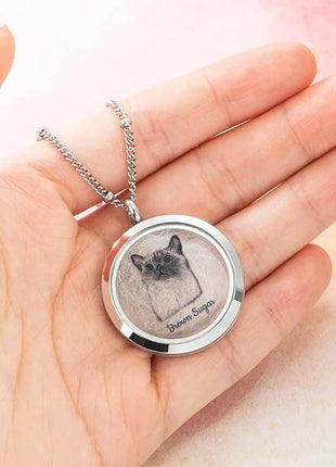 callie Personalized Pet Fur Memorial Necklace - Custom Name, Dog Cat Hair Ashes Storage Glass Necklace, Birthday Memory Jewelry Gifts for Women Pet Lovers