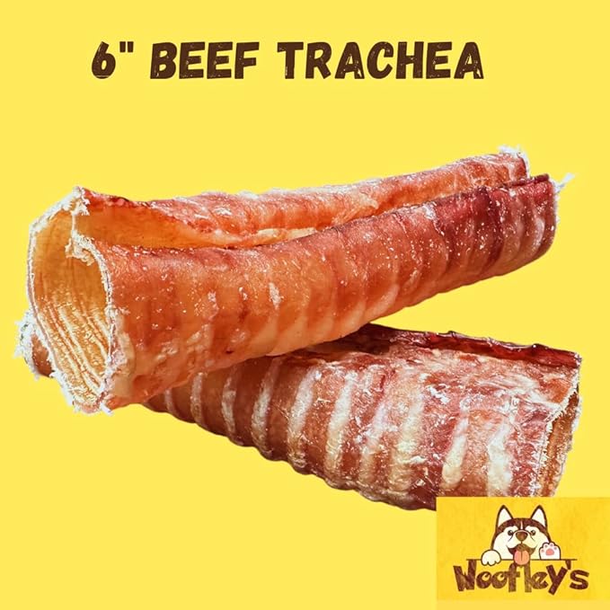 Woofley's Beef Trachea - (6 Inch 10 Pack) - Trachea Treats for Dogs - Natural Source of Glucosamine and Chondrotin for Joint Health - 100% Natural Beef Windpipe for Dogs