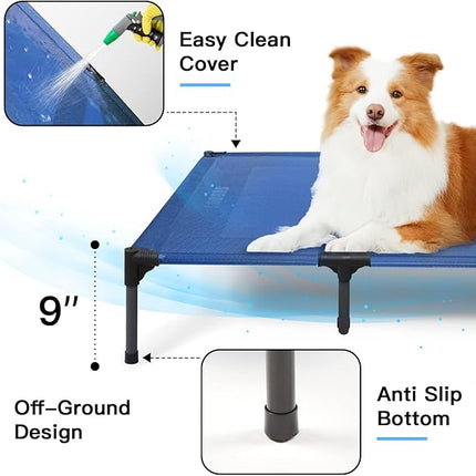 suddus Elevated Dogs Bed Waterproof Outdoor, Portable Raised Dog Bed, Dog Beds Off The Floor, Dogs Bed Easy Clean Indoor or Outdoor Use, X-Large, Blue
