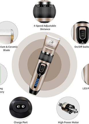 Cat Clippers for Matted Hair, Cat Grooming Kit, Cordless Cat Shaver for Long Hair, Low Noise Paw Trimmer, Cat Hair Trimmer for Grooming,Quiet Pet Hair Clippers Tools for Cats Dogs (Gold)