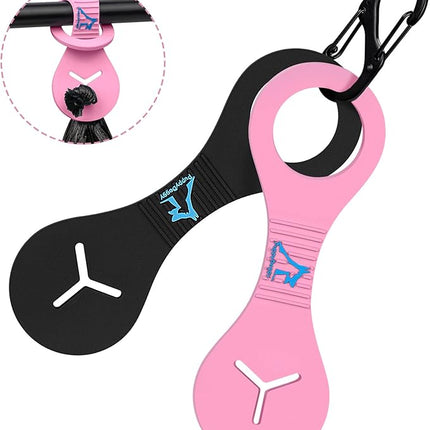 PuppyDoggy Dog Poop Bag Holder for Leash Waste Bag Carrier Dog Poop Bag Dispenser for Walking Running Bicycle Accessory 2 Pieces (Black + Pink)