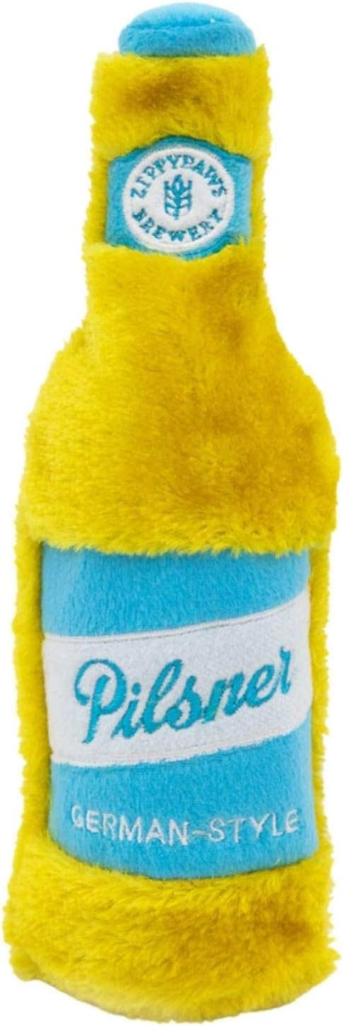 ZippyPaws Happy Hour Crusherz - Zippy Paws Dog Toy for Large and Small Dogs, Crinkle Dog Toy with No Stuffing, Squeaky Dog Toy Pack of 1, Pilsner