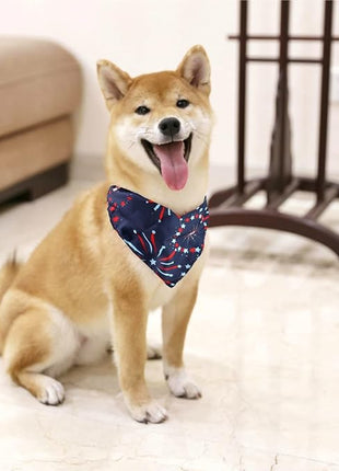 BinaryABC USA Flag Dog Bandana,American Flags Dog Bandana Pet Scarfs,4th of July American Independence Day Pet Decorations (Fireworks)