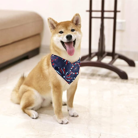 BinaryABC USA Flag Dog Bandana,American Flags Dog Bandana Pet Scarfs,4th of July American Independence Day Pet Decorations (Fireworks)