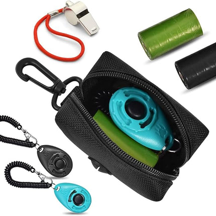 Dog Waste Bag Dispenser Pet Poop Bags Holder for Doggie Waste Bags Dispensers Soft Fabric Zipper Small Doggy Puppy Pouch for Leash Accessory Attachment with Carrier,2PCS Purple&Black