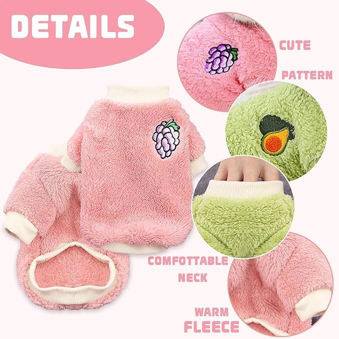 2 Pieces Dog Sweaters for Small Dogs Girl Sweater Winter Warm Puppy Clothes Fleece Chihuahua Sweater Cute X-Small Dog Clothes for Girls Cat Clothes XXL