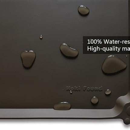 Hoki Found X-Large Silicone Pet Food Mat Tray - Non-Slip Dog and Cat Bowl Placemat - Waterproof Feeding Mat for Carpet - Coffee