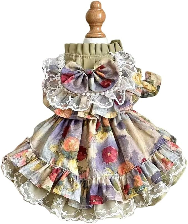 Fashion Sweet Puppy Dog Lace Princess Dress for EXTRAL Small and Small Dog B-Matcha Green XLL