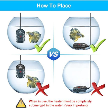 Small Aquarium Heater 100W Mini Fish Tank Heater 100 Watt Submersible with LED Temperature Display