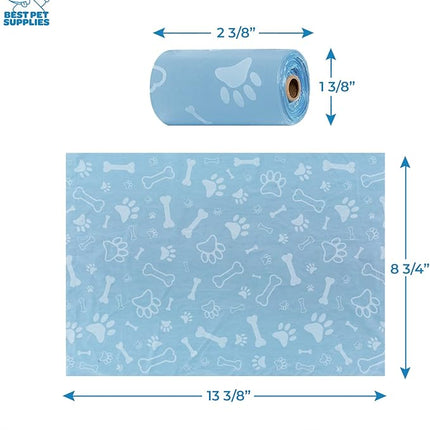 Best Pet Supplies Dog Poop Bag Holder Leash Attachment with 30 Bags Reusable Dispenser for Travel, Walking, Park, and Outdoor Use, Durable with Clip-On - Baby Blue, Pack of 2