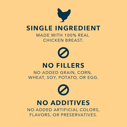 Amazon Brand - WAG Dog Treats Freeze Dried Raw Single Ingredient Chicken Breast, High Protein, Healthy Training Treats or Meal Topper for all Dogs, Grain-Free, 3 Oz (Pack of 1)