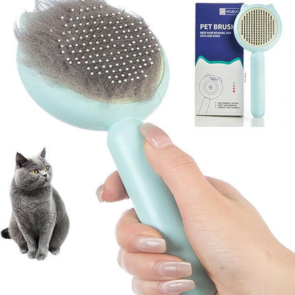 Cat Brush Dog brushes with Release Button for Shedding Grooming, suit for Long or Medium Haired Cats, Lightweight Skin Friendly Pet Brush Hair Removal Comb Brushes for Kitten