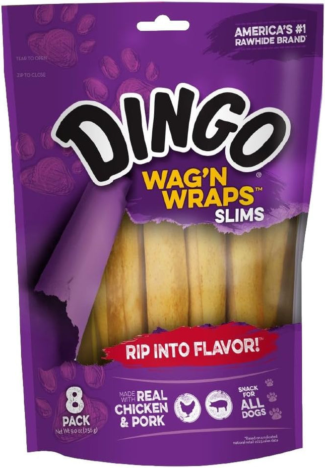 Dingo Wag’n Wraps Slims 8 Count, Made With Real Chicken And Pork, For All Dogs