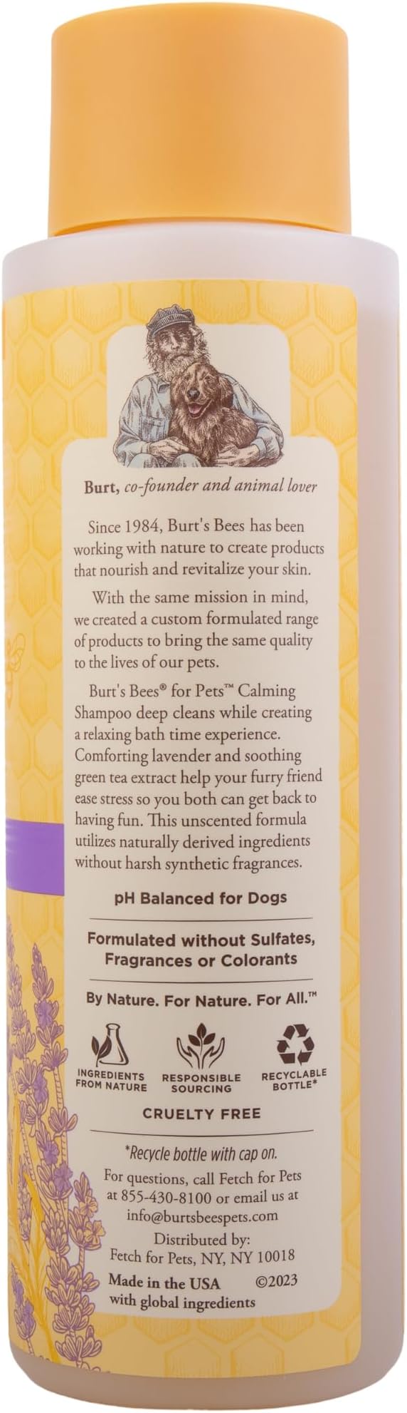Burt's Bees for Pets Calming Dog Shampoo with Lavender and Green Tea, 2 Pack, 95% Natural Origin Formulas, Calming Lavender Dog Shampoo - Gentle Dog Shampoo, Best Dog Shampoo, Lavender, 2pk, 16 oz