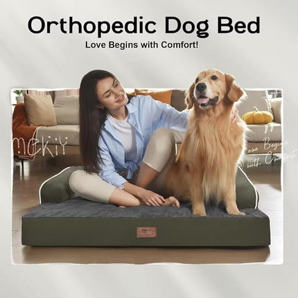 Small Dog Bed Waterproof Orthopedic Dog Beds for Medium Sized Dogs Comfy Pet Cat Bed with Sides, Washable Removable Cover