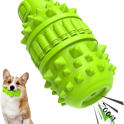 PIFFZEDO Dog Toys for Aggressive Chewers,Interactive Natural Rubber Chew & Squeaky Toy for Medium Breed Only(Not for Small Dog),Dog Toothbrush,Tough & Durable (Green,Medium)