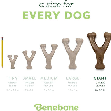 Benebone Wishbone Durable Dog Chew Toy for Aggressive Chewers, Made in USA, Giant, Real Bacon Flavor