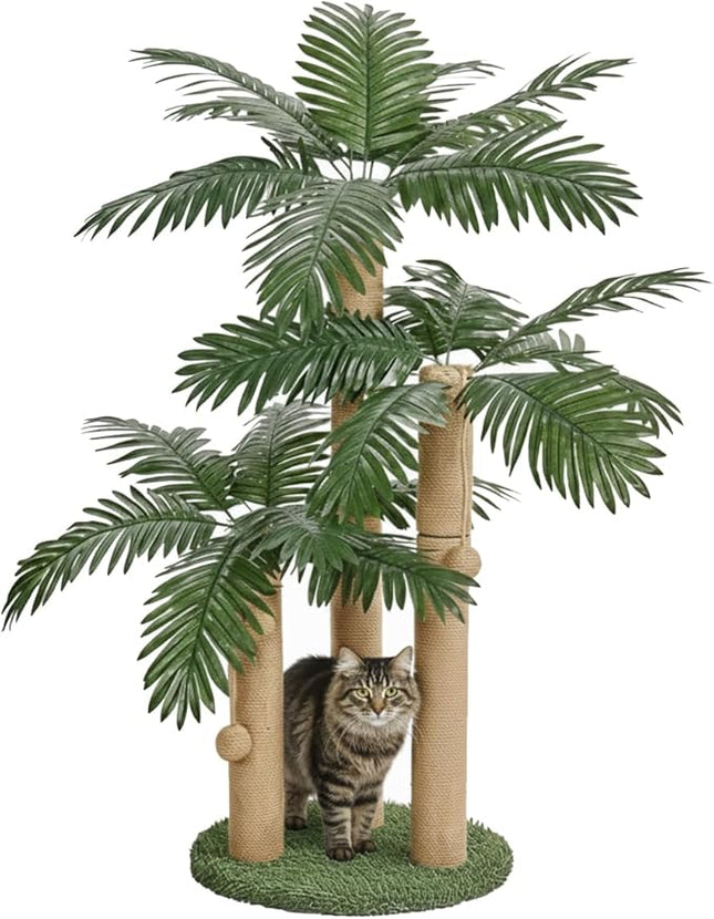 31.5Inch Cat Scratching Post,Cat Scratcher Tree with 3 Scratching Poles & 2 Interactive Dangling Balls,Cats Scratching Posts for Indoor Kitten & Adult Cats
