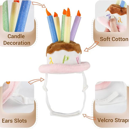 LESYPET Dog Cat Birthday Hat, Cute Birthday Cake Hat with 4 Color Candles for Cats Dogs, Pet Birthday Supplies Party Apparel Accessory, Size L