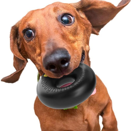 Goughnuts — Dog Toys for Aggressive Chewers | Virtually Indestructible Dog Toys for Small Breeds Such as Pit Bulls | Heavy Duty Dog Toy | Black