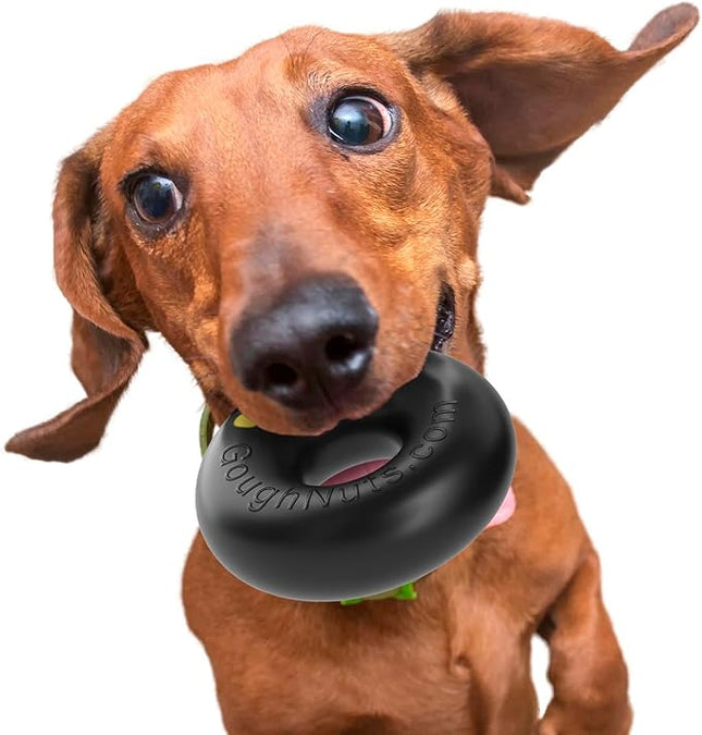 Goughnuts — Dog Toys for Aggressive Chewers | Virtually Indestructible Dog Toys for Small Breeds Such as Pit Bulls | Heavy Duty Dog Toy | Black