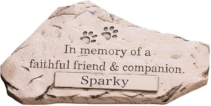 Fox Valley Traders Custom Faithful Friend and Companion Pet Memorial, Customized Indoor/Outdoor Resin Garden Stone