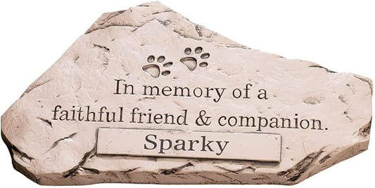 Fox Valley Traders Custom Faithful Friend and Companion Pet Memorial, Customized Indoor/Outdoor Resin Garden Stone