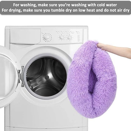 Large Cat Beds for Indoor Cats - Dog Beds for Small Medium Dogs, Large Cat Bed Washable 24 Inches, Anti Anxiety Round Fluffy Plush Faux Fur Pet Bed