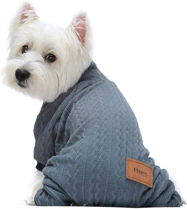 Fitwarm Turtleneck Knitted Dog Sweaters Winter Outfits Pet Coats Cat Clothes Blue Medium