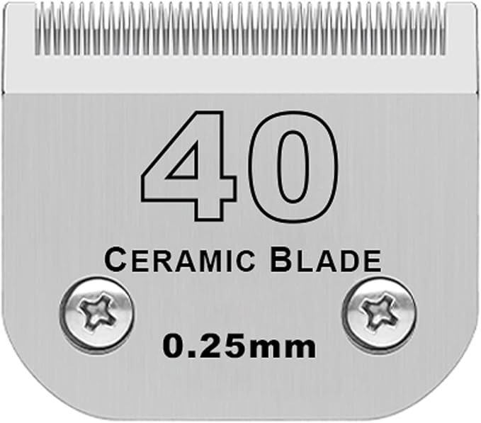 Detachable Pet Dog Grooming Clipper Ceramic Blade,Compatible with Andis Size 40 Cut Length 1/100"(0.25mm),Compatible with Oster A5, Wahl KM Series Clippers