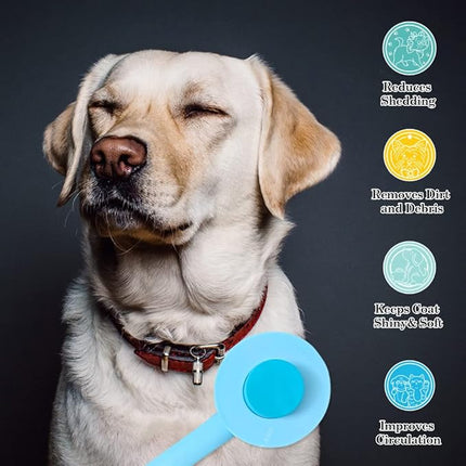 Cat and Small Dog Deshedding Brush with Release Button for Removing Loose Hair, Tangles, and Promoting Skin Friendliness