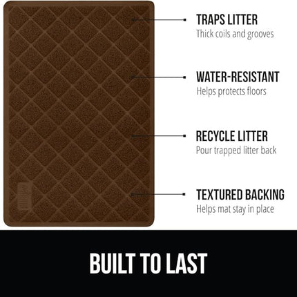 GORILLA GRIP Cat Litter Box Mat, Water Resistant, US Designed Kitty Litter Trapping Mats, Easy to Clean, Scatter Control, Less Mess and Clean Floors, Kitten Supplies for Indoor Cats, 24x17 Brown
