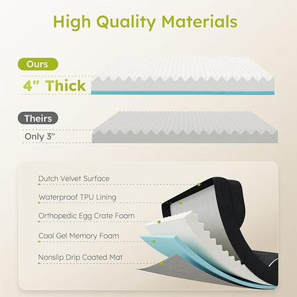 Extra Large Dog Bed, Orthopedic Dog Bed with Cooling Gel Memory Foam, Waterproof XL Pet Bed with Removable Washable Cover, 42" Pet Sofa Couch Dutch Velvet with Bone Toy, Black