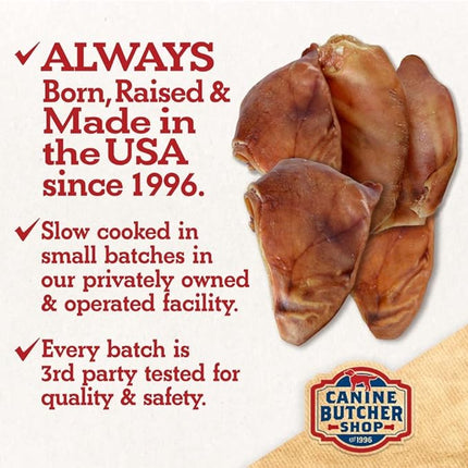 Pig Ears for Dogs Large Made in USA, Pig Ears Dog Treats, Large & Small Dogs, Aggressive Chewers, Dog Chews Long Lasting (12-Pack)