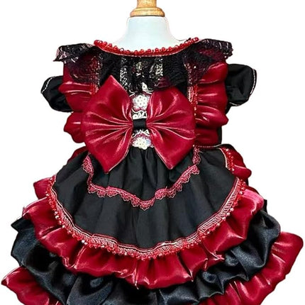 Fashion Sweet Puppy Dog Lace Princess Dress for EXTRAL Small and Small Dog B-red Large