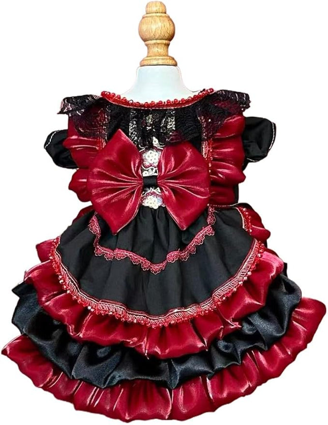 Fashion Sweet Puppy Dog Lace Princess Dress for EXTRAL Small and Small Dog B-red XX-Small