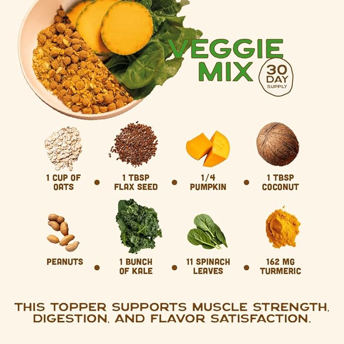 Smart Cookie Natural Dog Food Topper - Veggie - Dog Meal Mixer for All Ages - Vegan Food Topper for Picky Eaters and Boosting Nutrition - Non GMO, Made in The USA - 15 oz Bag (30 Day Supply)