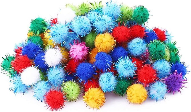 50PCS 1.5 INCH Sparkly Cat Toys Extra Large Cat's Favorite Chase Glitter Ball Toy Sparkle Pom Pom Balls