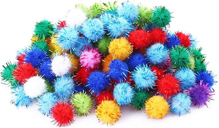 1.5 INCH Cat Toy Balls Extra Large Sparkly Cat's Favorite Chase Glitter Ball Toy Sparkle Pom Pom Balls