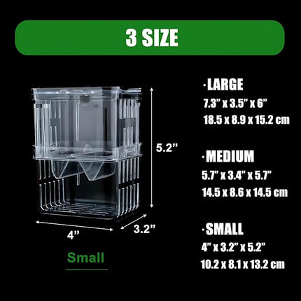 in-Tank Aquarium Breeder Box for Fish Tank, Breeding Incubator for Small Fish Hatchery, Acrylic Divider for Shrimp Clownfish Aggressive and Injured Fish, Can Connect Air Pump (Small)