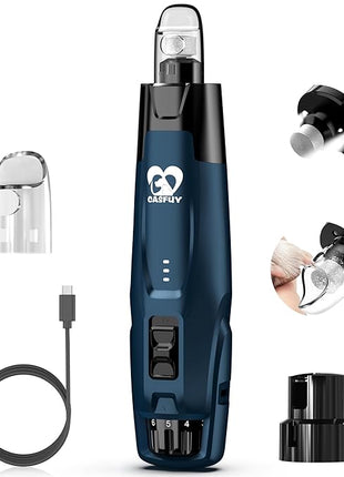 Casfuy New 6-Speed Dog Nail Grinder - 50% More Power Dog Nail Trimmers with 2 LED Lights Quiet 7h Running Time Electric Pet Nail Grinder File Toenail Grinder for Large Medium Small Dogs & Cats (DB)