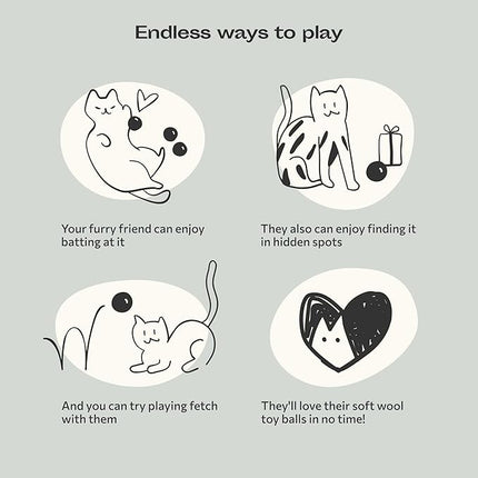 MEOWFIA Wool Ball Toys - 6-Pack of Safe for Cats and Small Dogs Balls - 1.5 Inch Felted Wool Cat Toy and Dog Toy - Perfect with Cat Cave - Silent - Mini Tennis Balls - (1,5in/Aquamarine)