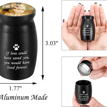Personalized Photo 3 Inch Small Keepsake Aluminum Mini Cremation Urn for Pet Dog Ashes - Memorial Urn for Sharing Ashes - If Love Could Have Saved You
