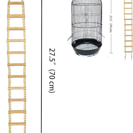 Bird Ladder Bridge, Wooden Pet Hamster Climbing & Swing Toys, Cage Accessories for Birds Rats Parrots Hamster Squirrel Sugar Gliders Parakeets Cockatiels - 12 Steps - 27.5 x 3.14 Inch