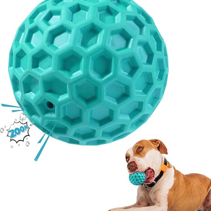 Squeaky Dog Balls, Indestructible Dog Toys for Aggressive Chewers Large/Medium Breed, Natural Rubber Interactive Chew Toys for Teeth Clean, Relieves Anxiety (Light Blue)