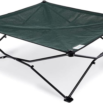 Coolaroo On-The-Go Elevated Dog Bed - Foldable Pop-Up Travel Dog Bed with Breathable, Moisture-Resistant Fabric, Carry Bag Included, Lightweight & Portable, Brunswick Green, Extra Large